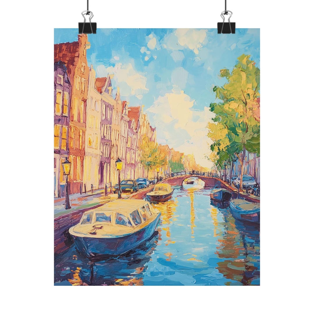 Amsterdam Canal Watercolor Art Print: Dutch Cityscape Wall Decor - Etsy