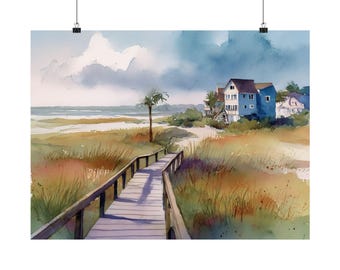 Amelia Island Beach Art Print: Florida Boardwalk Painting