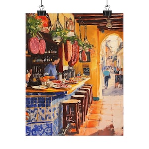 Seville Tapas Bar Art Print: Spanish Restaurant Scene, Spain Travel