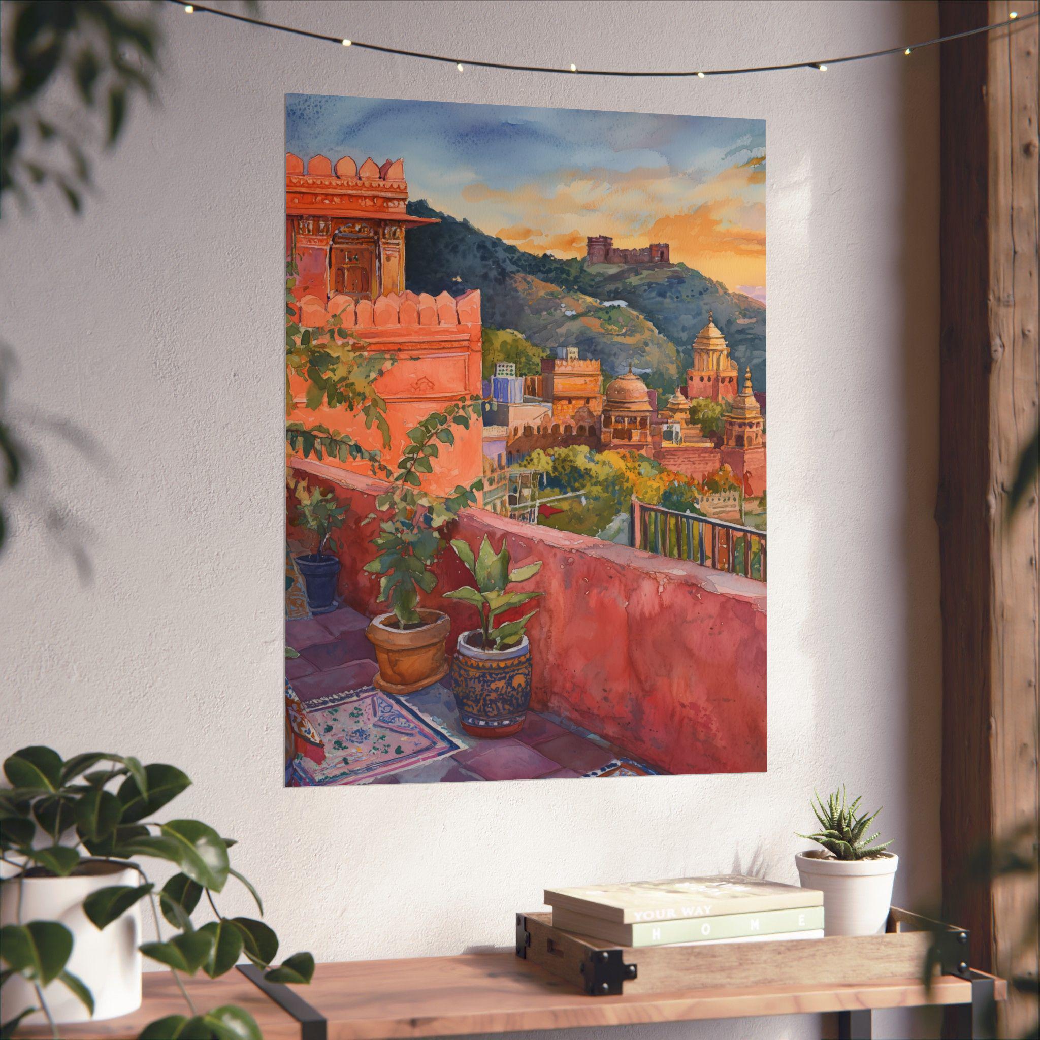 Jaipur India Art Print: Pink City Terrace View, Rajasthan