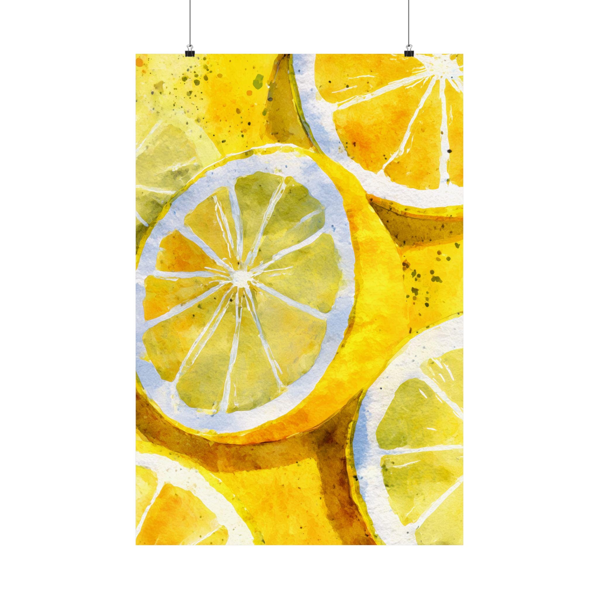 レモンポップアートプリント：抽象的な柑橘系のキッチン壁装飾 - Etsy 日本