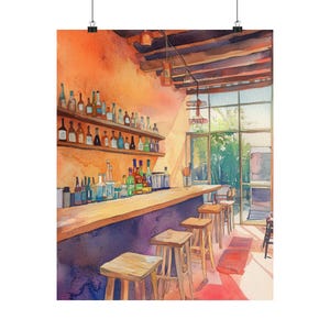 Oaxaca Mezcal Bar Art Print: Sunlit Cantina Watercolor Painting