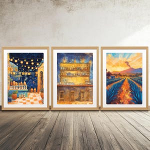 南西部のバーアート | オアハカの水彩画 | 3 枚セット | メスカルの装飾 | アガベ畑の壁アート | メスカレリア | バーカートの壁装飾 | テキーラ