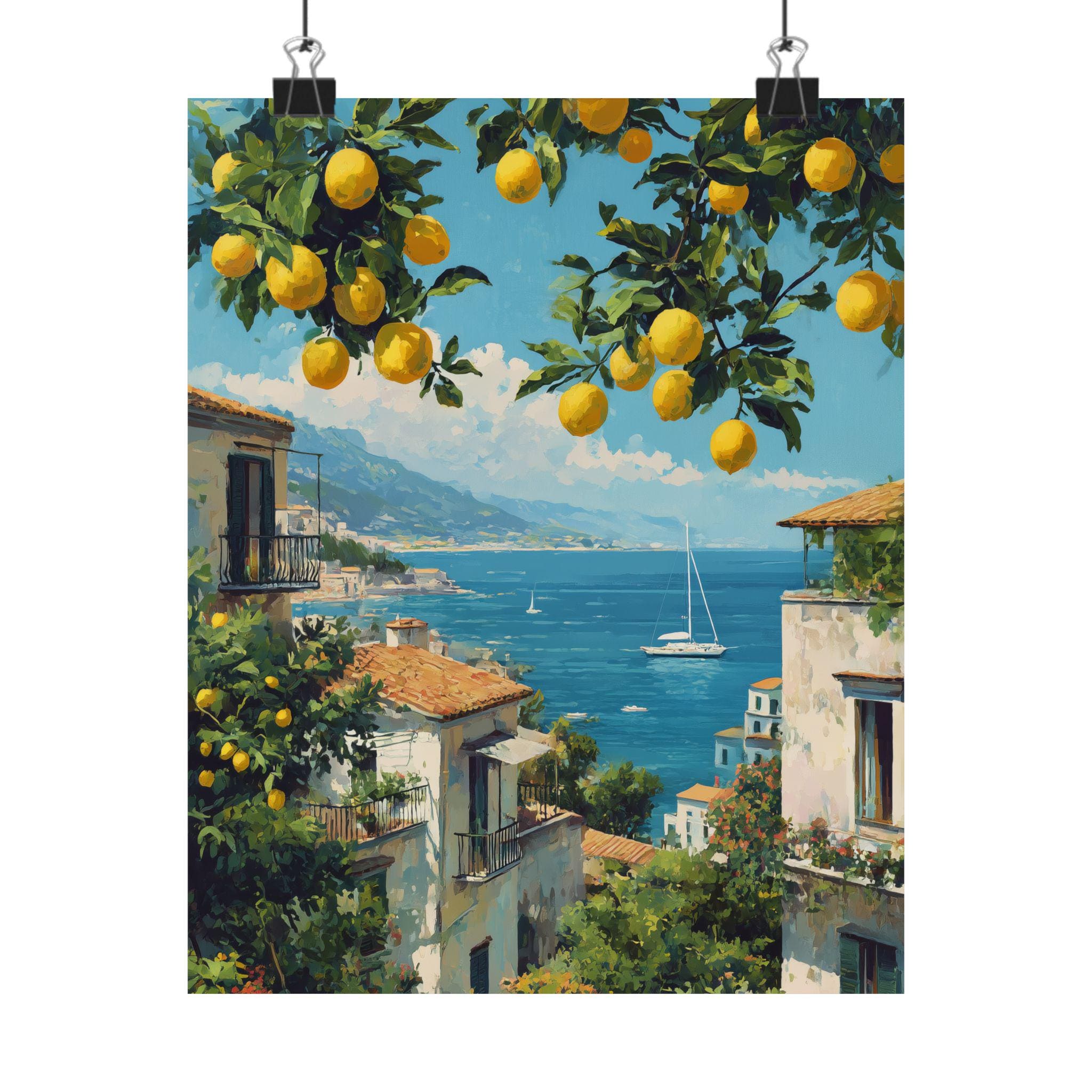 アマルフィ海岸のレモン畑の版画：イタリアの海辺の芸術 - Etsy 日本