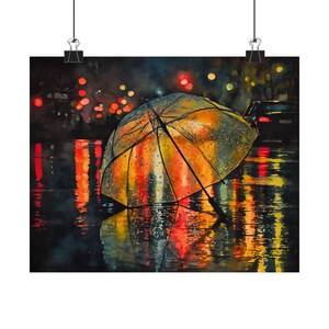 Rainy Night City Art Print: Moody Urban Street Scene