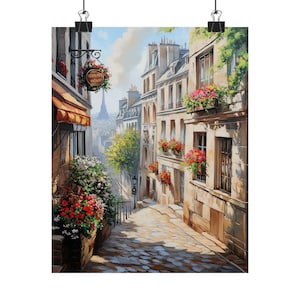 Impression d&#39;art parisienne | Scène de rue parisienne | Tableau Tour Eiffel | Art du paysage urbain | Décoration murale française | Souvenir de voyage
