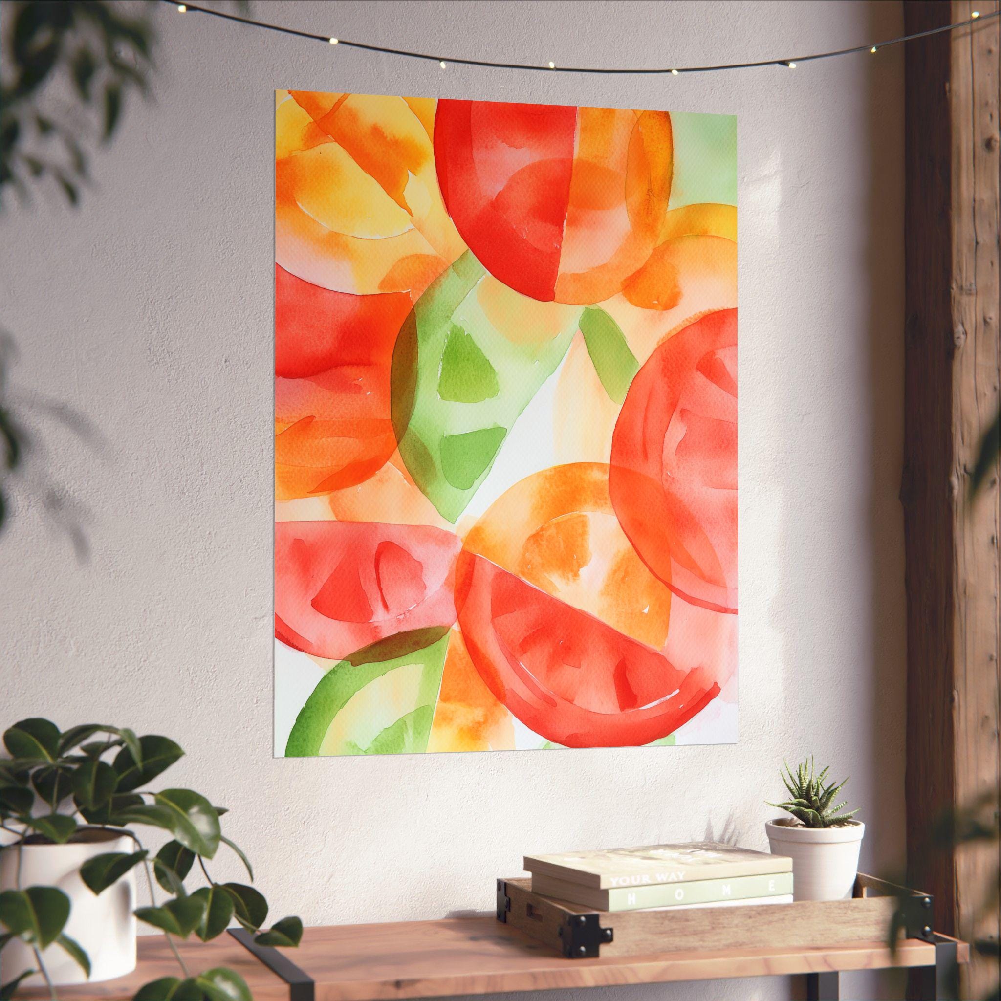 Abstract Tomato Watercolor Art Print: Modern Kitchen Decor - Etsy