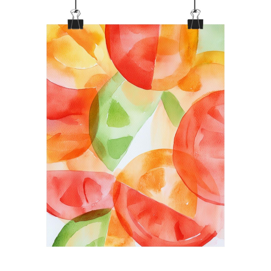 Abstract Tomato Watercolor Art Print: Modern Kitchen Decor - Etsy