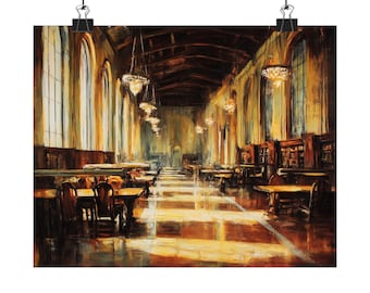 Grand Library Art Print: Classical Reading Room Interior