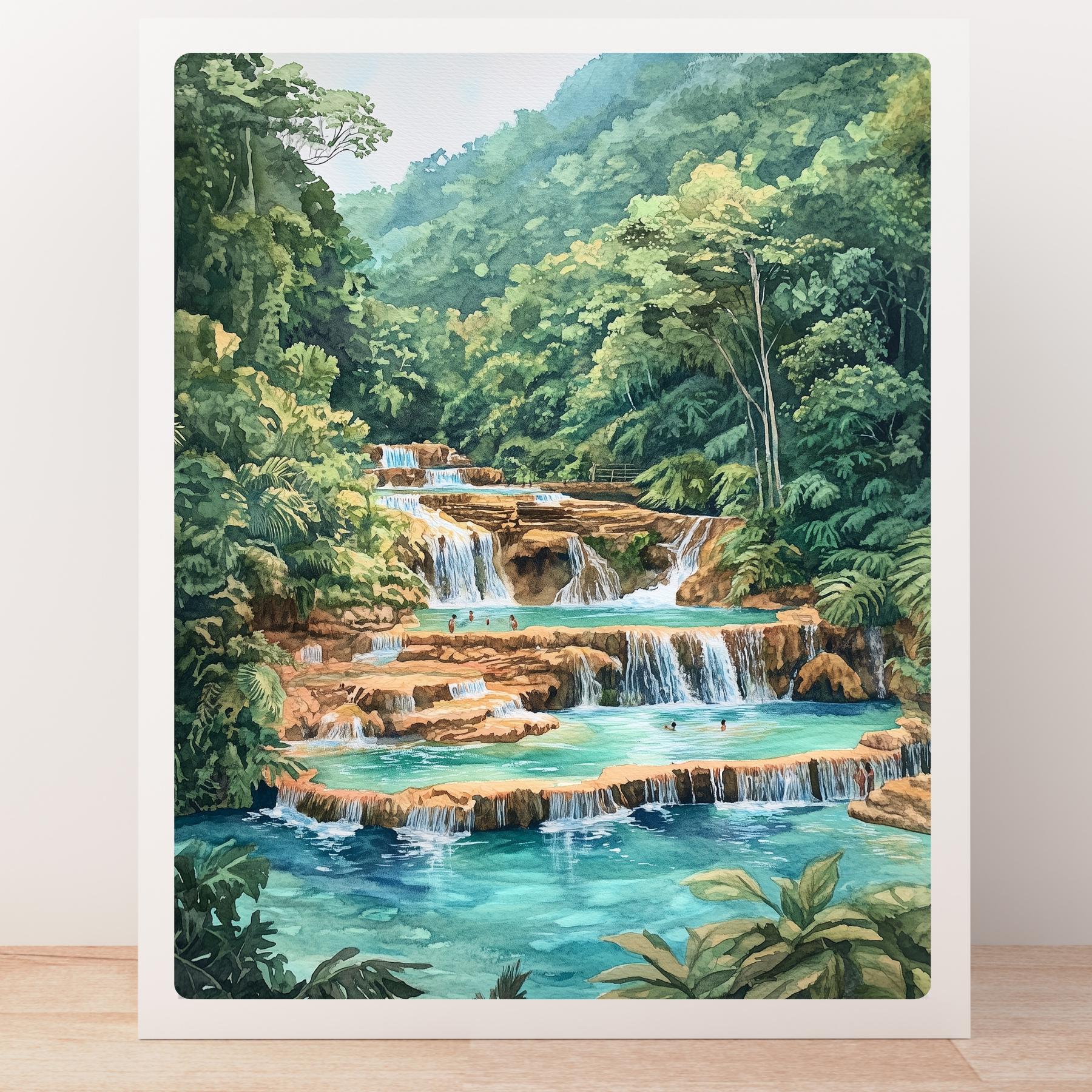 Semuc Champey Art Print: Guatemala Turquoise Waterfall Landscape
