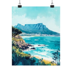 Cape Town Art Print: Table Mountain Gouache Painting