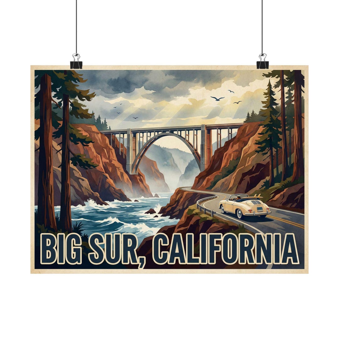 Big Sur Art Print: Bixby Bridge Coastal Landscape, Vintage California ...