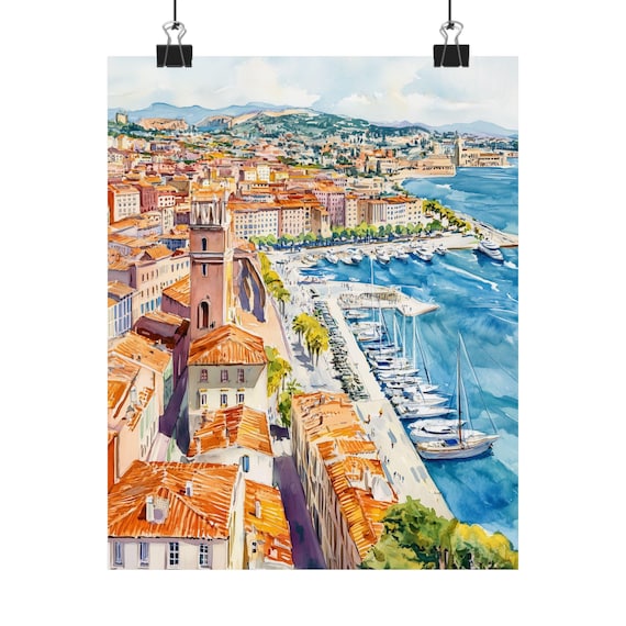 マルセイユ沿岸のアートプリント：フランスのリビエラの港の絵画 