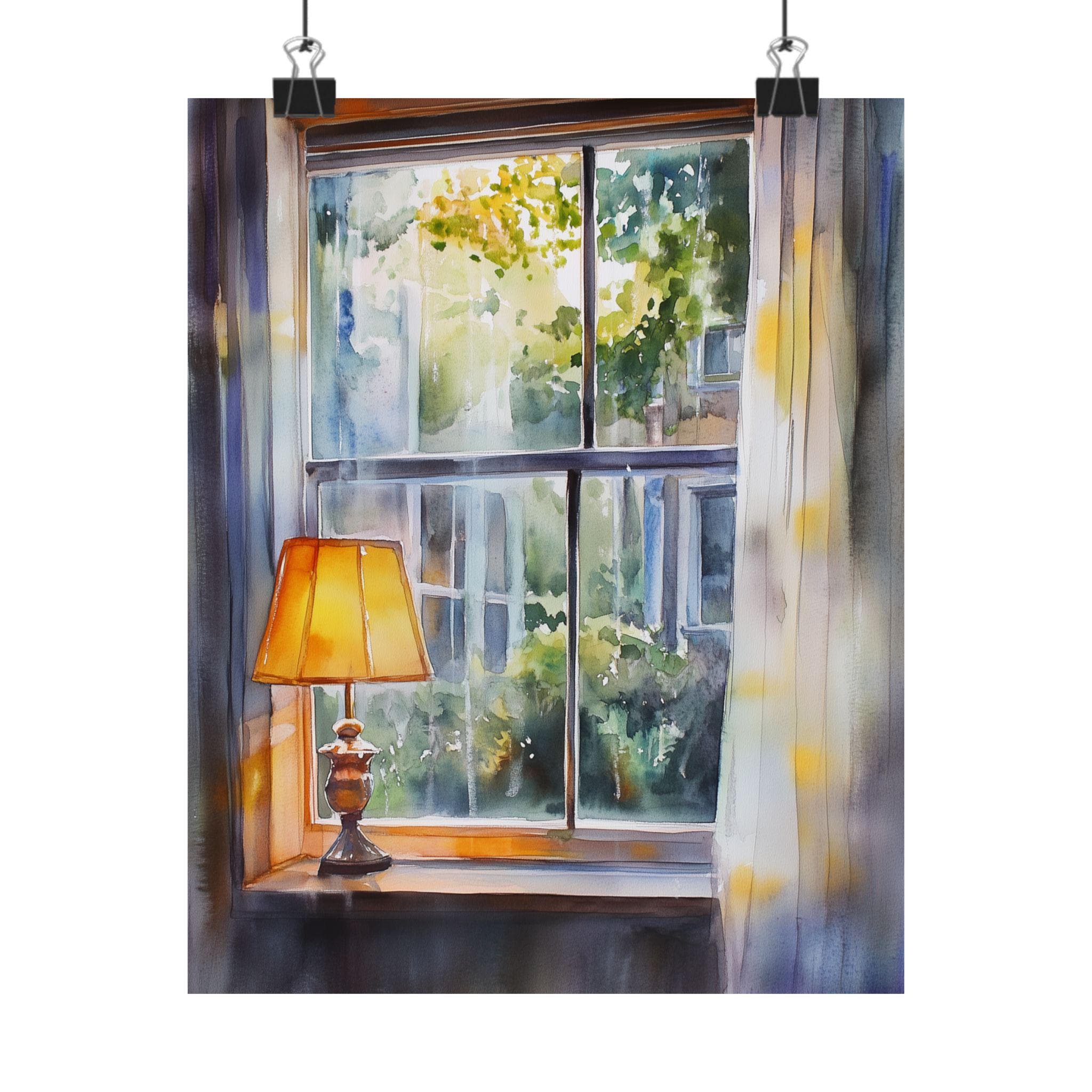 「雨の日のホーム」抽象的な油彩画 水面と都市風景 50x50cm il_fullxfull.6708828476_fyvj.jpg