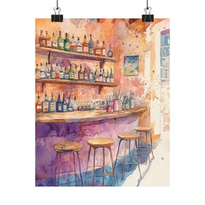 Mezcal Bar Watercolor Art Print: Rustic Southwestern Cantina Scene