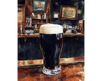 Impresión de Guinness de Dublín: Pub irlandés, arte de una pinta de cerveza negra