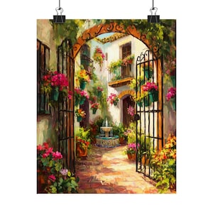 Spanish Courtyard Art Print: Andalusian Patio Paradise