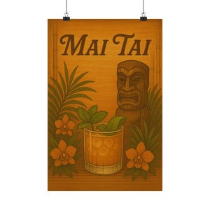 Mai Tai Cocktail Art Print: Vintage Tiki Bar Decor
