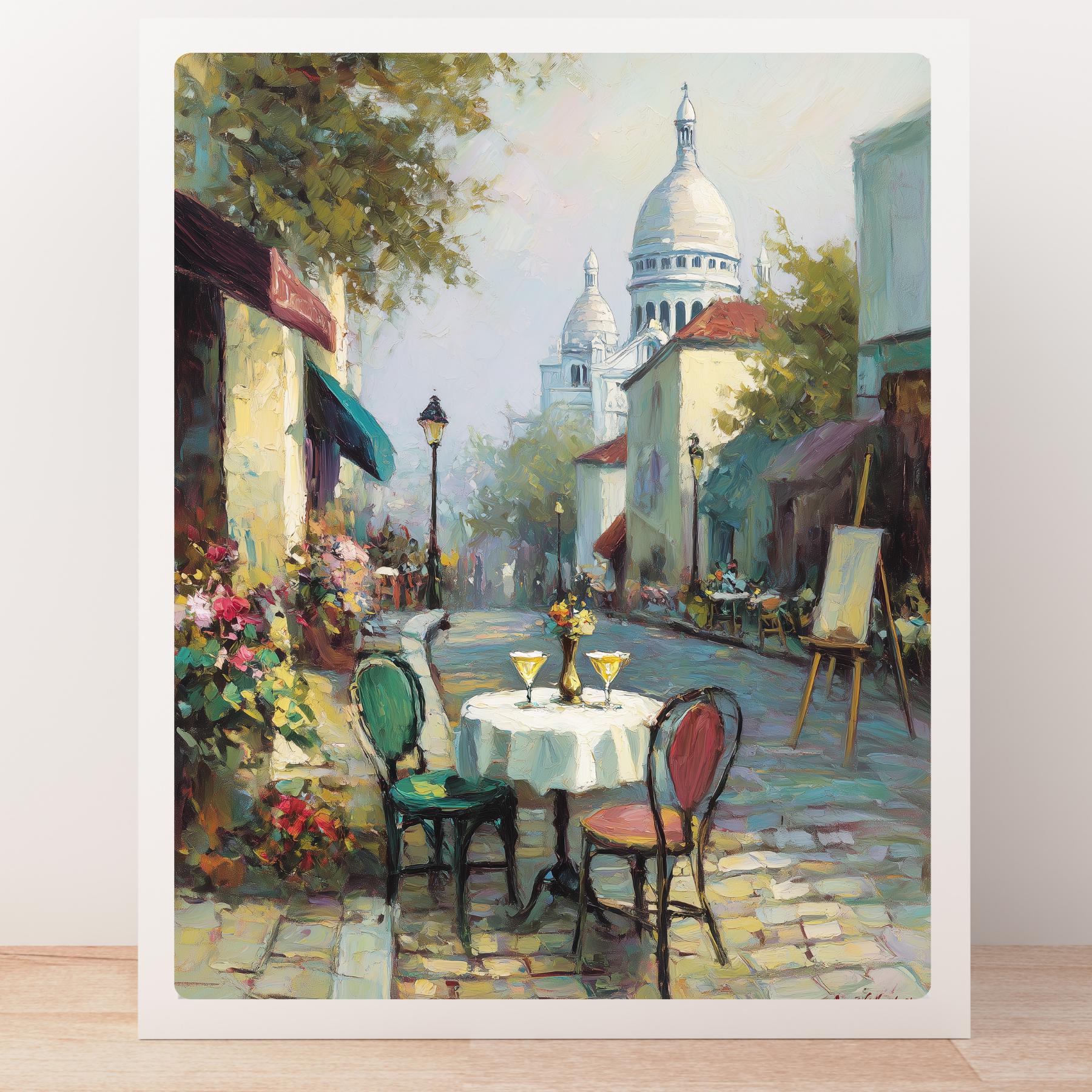 モンマルトルのカフェ版画：印象派のパリのビストロ風景 - Etsy 日本