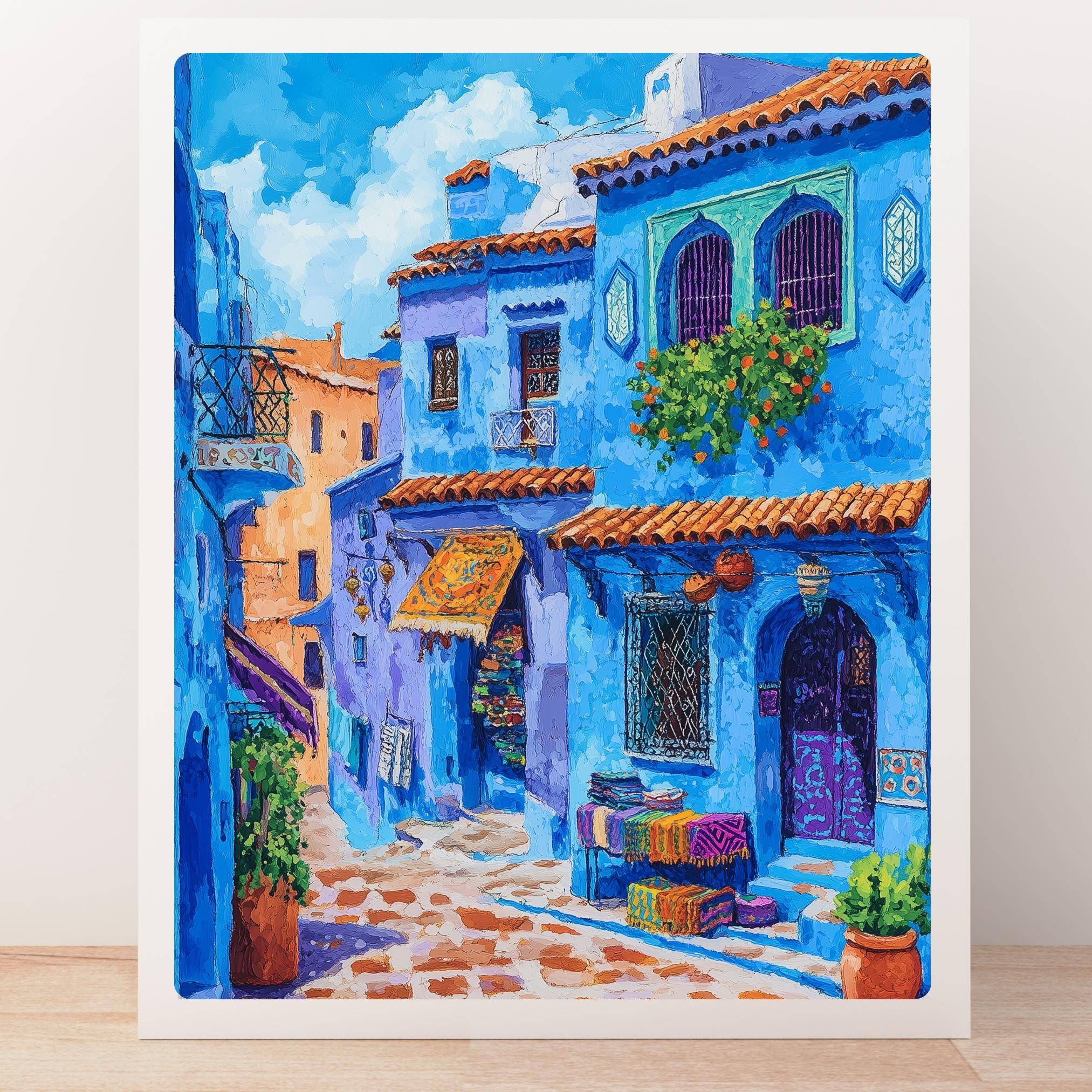 Chefchaouen Morocco Print: Blue City Street Scene Art - Etsy