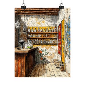 Oaxaca Mezcalería Art Print: Rustic Mexico Bar Decor