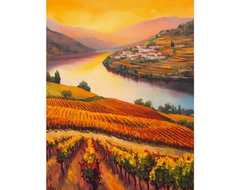 Douro Valley Art Print: Portuguese Vineyard Sunset Landscape