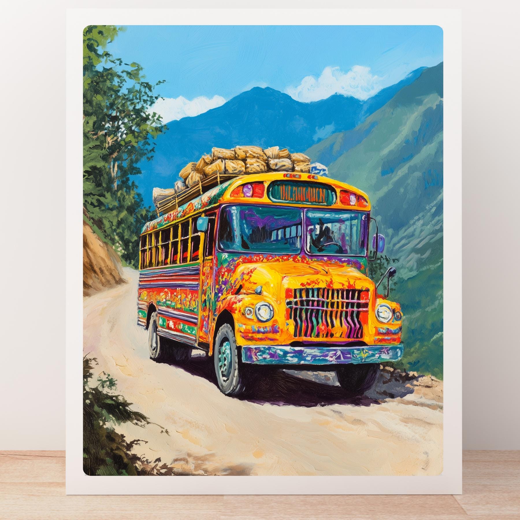 Guatemalan Chicken Bus Print: Colorful Folk Art Travel Decor - Etsy