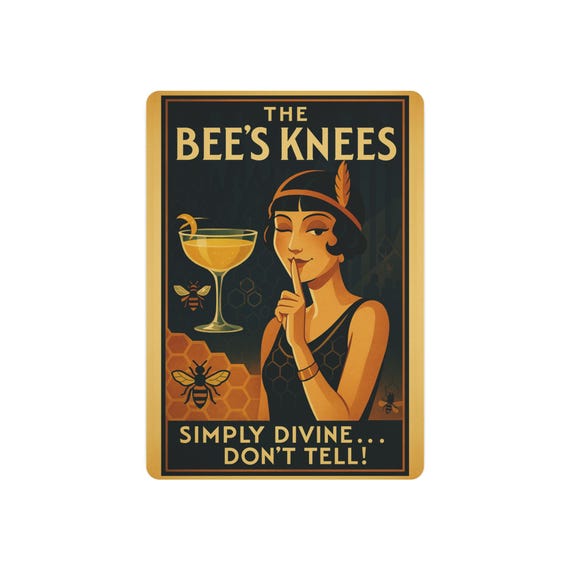 Bee's Knees Metal Art Sign: 1920s Flapper Art Deco Bar Decor - Etsy