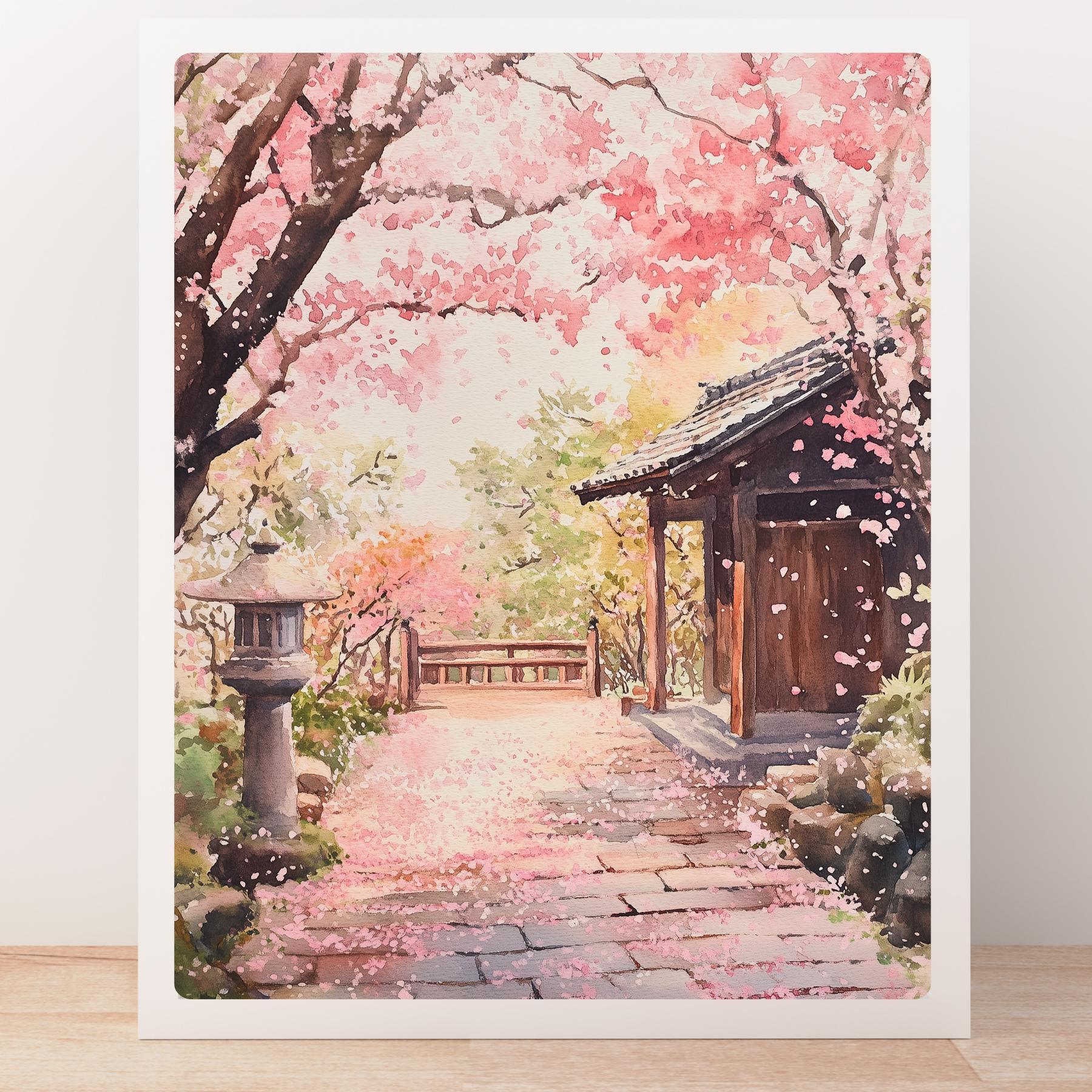 SAKURA art 桜 japan 切り絵 limited 和紙 kyoto Kyoto Cherry Blossom Print: Japanese Garden Watercolor Art - Etsy