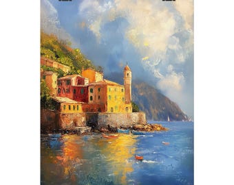 Cinque Terre Art Print: Italian Riviera Coastal Village Giclée