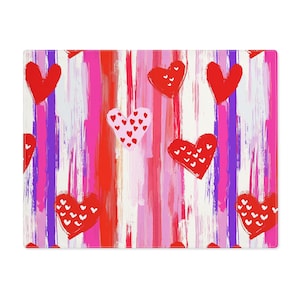 Placemat | Colorful Striped Heart Design | Table Decoration | Dining Accessory | Kitchen Place Setting | Holiday Decor