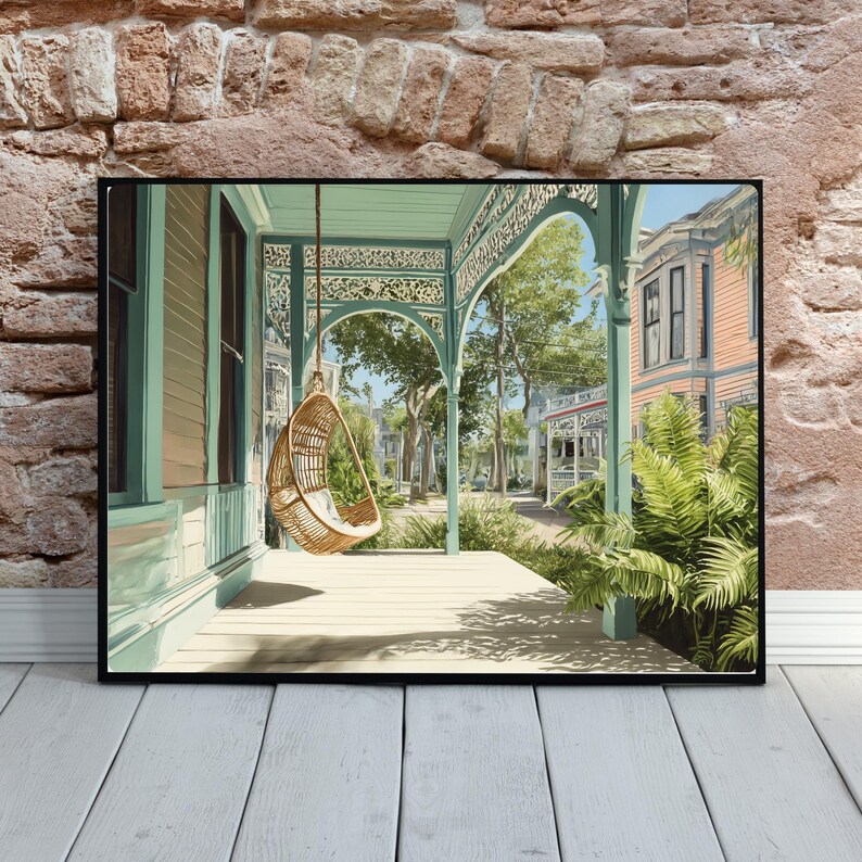Coastal Porch Art Print - Southern Veranda Scene, Beach House Decor - Etsy