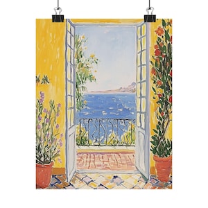 Mediterranean Balcony Art Print: Coastal Italy Seascape