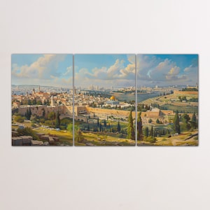Israel Digital Oil Painting for Sale, Old City of Jerusalem Painting, Digital Painting Printed on Canvas Ready to Hang, Gift for home decor