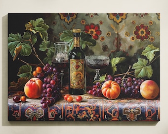 Armenian Fruits Still Life Painting: Heritage Home Decor, Ready to Hang