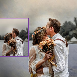 Portrait Painting From Photo | Personalized Custom Digital Painting Printed on Canvas and Ready to Hang | Gift for wife | Gift for husband