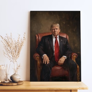 Donald J. Trump portrait printed on canvas, 45th president of the United States, Personalized Gift for USA Patriots, Gift for home decor