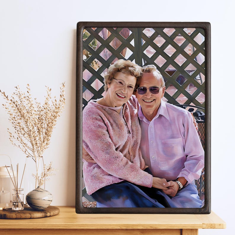 Custom Watercolor Portrait of Grandparents, Personalized Golden Wedding