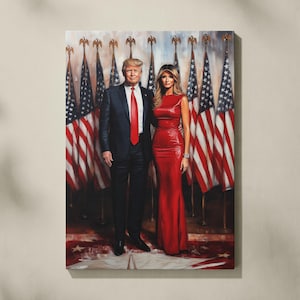 Donald Trump and Melania Trump portrait printed on canvas,45th/47th president of the United States, Gift for USA Patriots, Home decor