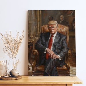 Donald J. Trump portrait printed on canvas, 45-47th president of the United States, Personalized Gift for USA Patriots, Gift for home decor