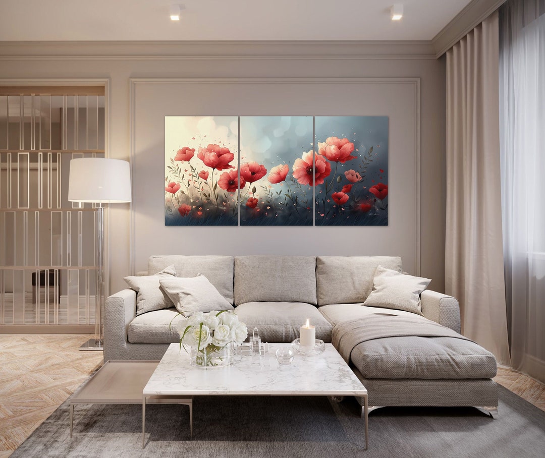 Red Poppies Wall Art Painting Ready to Hang, Landscape Painting, Modern ...