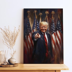 Donald J. Trump portrait printed on canvas, 47th president of the United States, Personalized Gift for USA Patriots, Gift for home decor