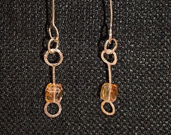 Sterling Silver Earrings With Champagne Beads