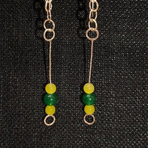 Sterling Silver Earrings With Yellow and Green Beads