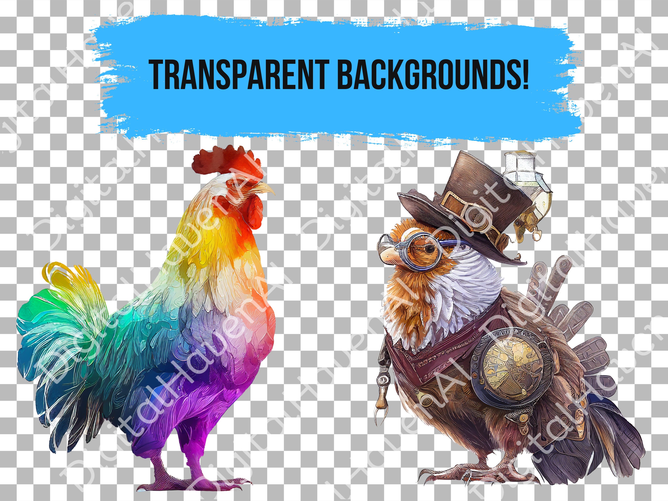 Watercolor Clipart Chicken PNG Bundle Clip Art Farm Chicken Graphics ...