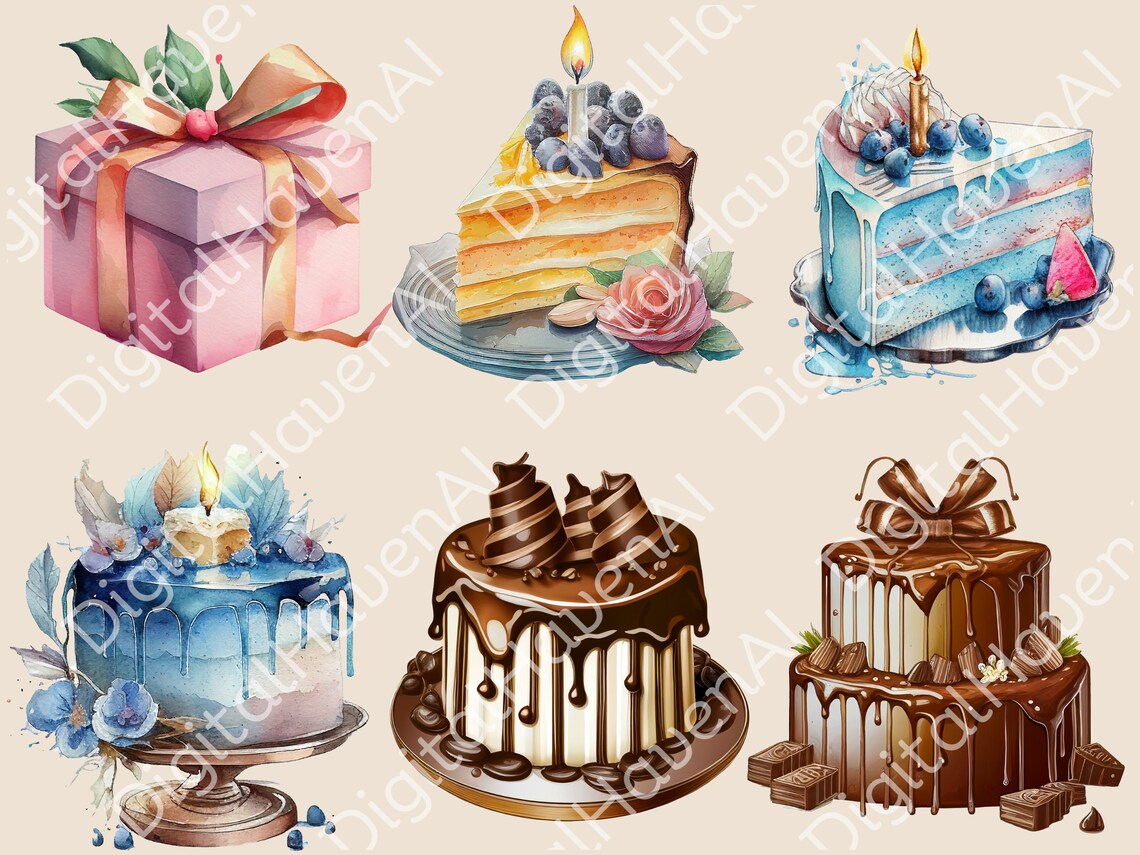 Birthday Party Clipart Set - Cake Balloons Presents Clip Art ...