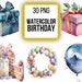 Watercolor Clipart Birthday Party Clip Art Bundle Cake PNG Clipart for ...