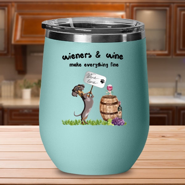 Adorable Dachshund Wieners and Wine Enthusiast Tumbler, Dog Humor Decor, Gift for Wiener Doggie Owner, Funny Doxie Mom or Dad, Cute Birthday