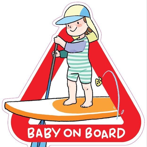 Baby on Board Auto Aufkleber - Stand up Paddling Version - Baby on SUP - Der Hingucker für SUP Fans