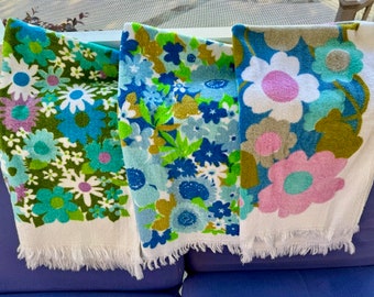 Vintage Flower Power Towels, Vintage Towels, Towels